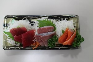 Platter of thawed sashimi.